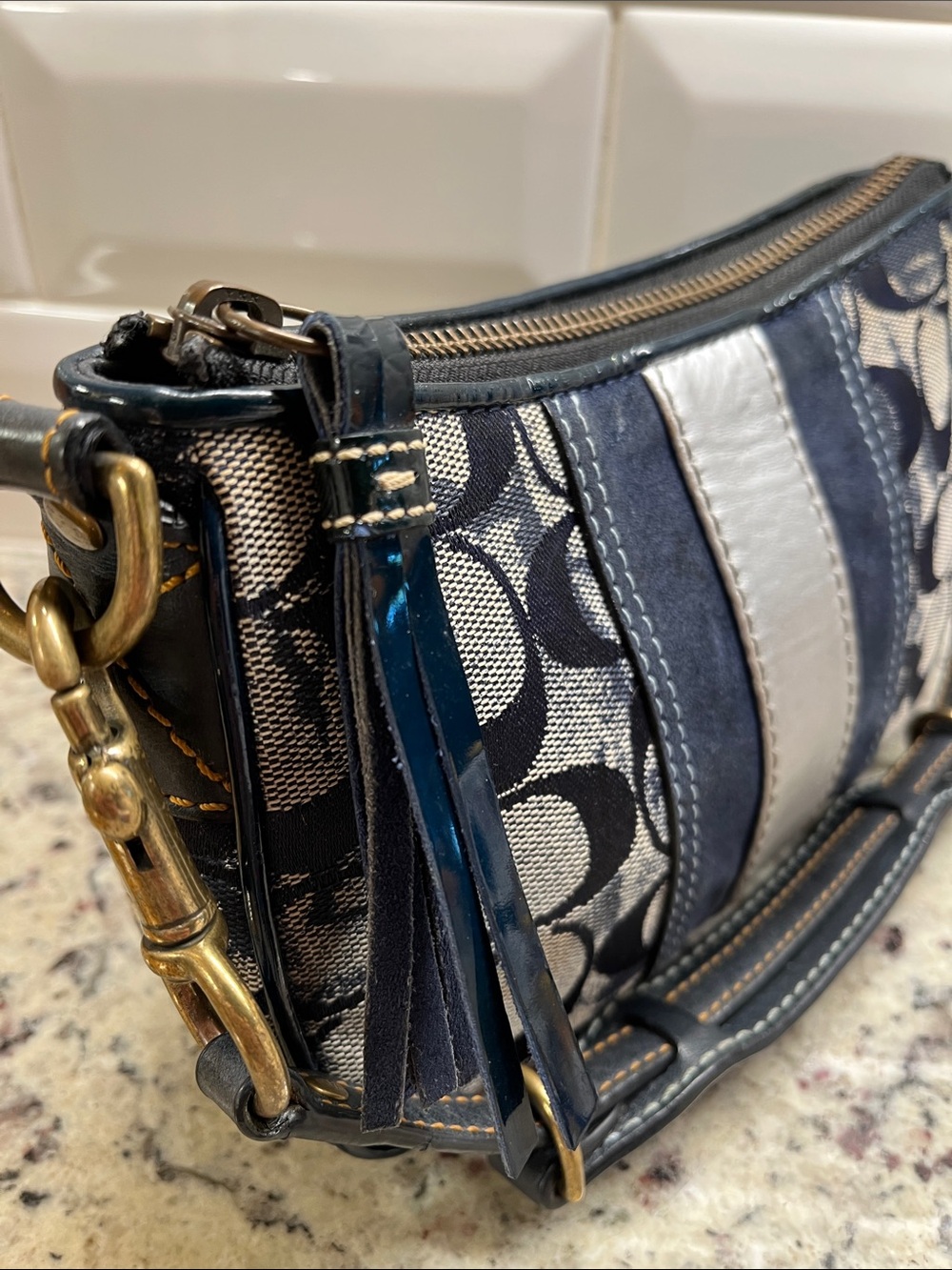 Coach Vintage Denim Signature Demi Bag with Tie Dye Accents EUC - Picture 7 of 13